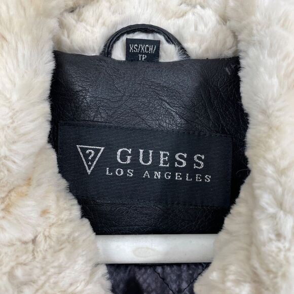 Guess Black XS Polyurethane Insulated Coat Belted Pockets Faux Fur‎ Collar WARM - Picture 3 of 8